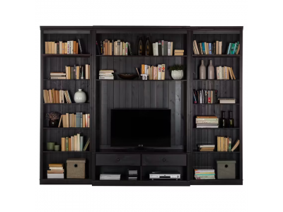 Estante grande para sala em madeira com rack para tv na cor nibs / coleção biblioteca